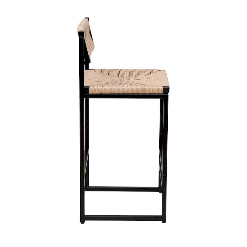 Ensemble de 2 tabourets de bar et chaises de salle à manger en corde de papier tressée