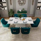 Ensemble de salle à manger 7 pièces Clihome avec table extensible et chaises en velours brillant