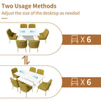 Ensemble de salle à manger 7 pièces Clihome avec table extensible et chaises en velours brillant