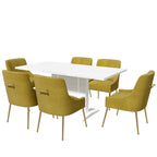 Ensemble de salle à manger 7 pièces Clihome avec table extensible et chaises en velours brillant