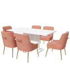 Ensemble de salle à manger 7 pièces Clihome avec table extensible et chaises en velours brillant