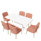 Ensemble de salle à manger 7 pièces Clihome avec table extensible et chaises en velours brillant