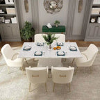 Ensemble de salle à manger 7 pièces Clihome avec table extensible et chaises en velours brillant