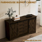 Buffet JASIWAY style grange avec 2 portes et 4 tiroirs