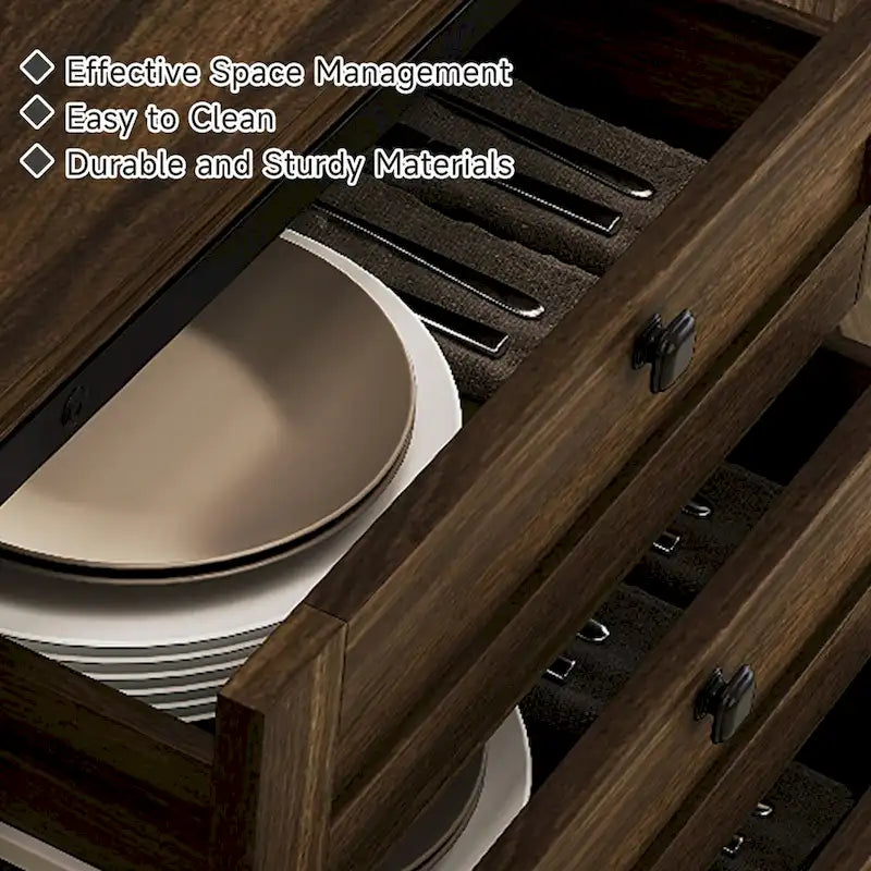 Buffet JASIWAY style grange avec 2 portes et 4 tiroirs