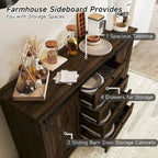 Buffet JASIWAY style grange avec 2 portes et 4 tiroirs