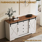 Buffet JASIWAY style grange avec 2 portes et 4 tiroirs