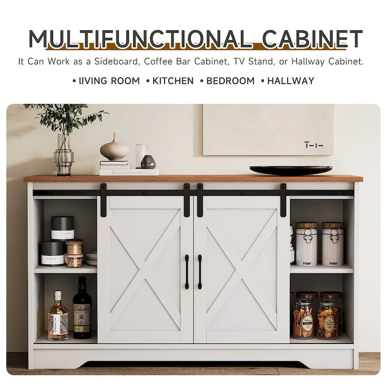 Buffet JASIWAY style grange avec 2 portes et 4 tiroirs