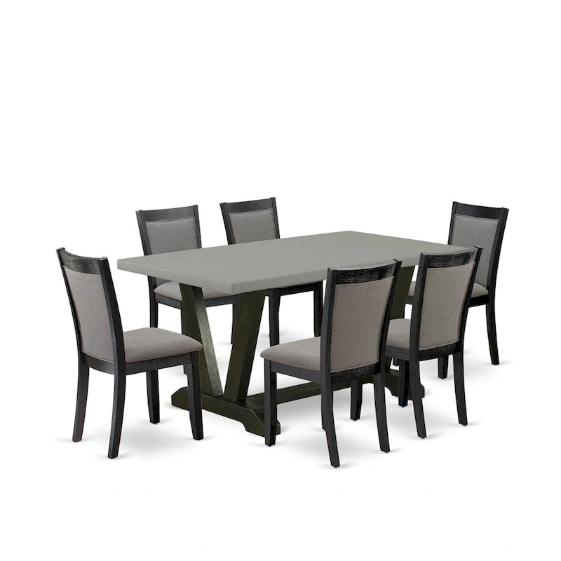 Ensemble de salle à manger 7 pièces East West Furniture : une table et 6 chaises Parson en lin noir (autres couleurs de tissu disponibles).
