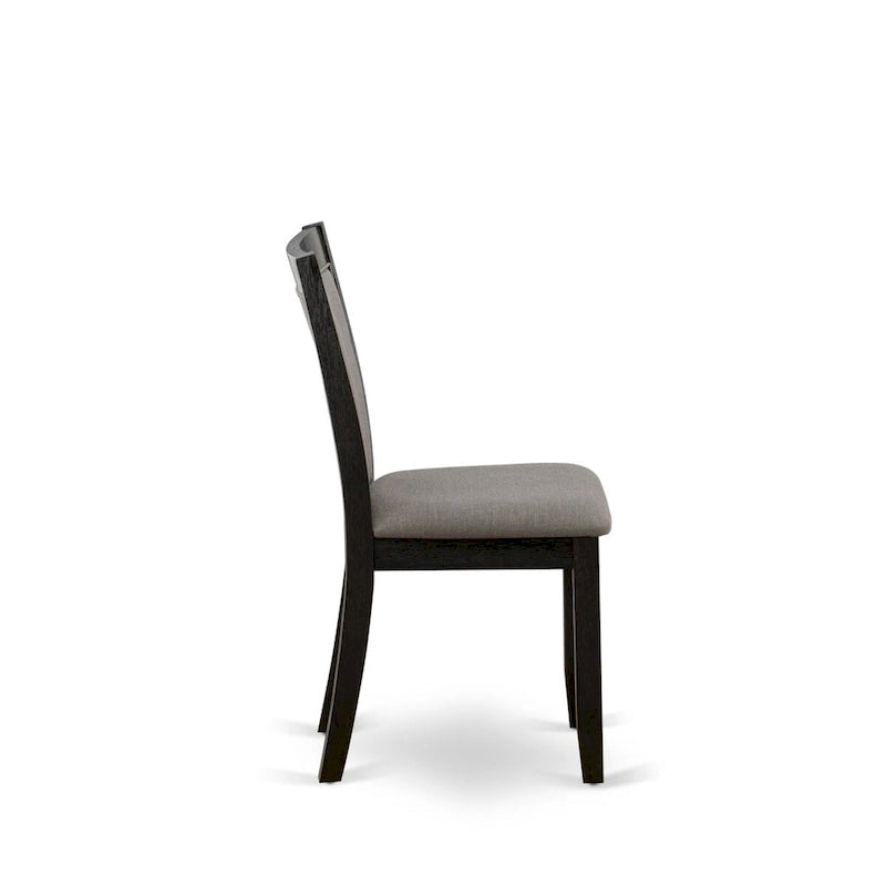 Ensemble de salle à manger 7 pièces East West Furniture : une table et 6 chaises Parson en lin noir (autres couleurs de tissu disponibles).