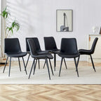 Ensemble de 4 chaises de restaurant rembourrées avec dossiers en daim et pieds en métal noir, convenant aux cuisines, salons et maisons de campagne.