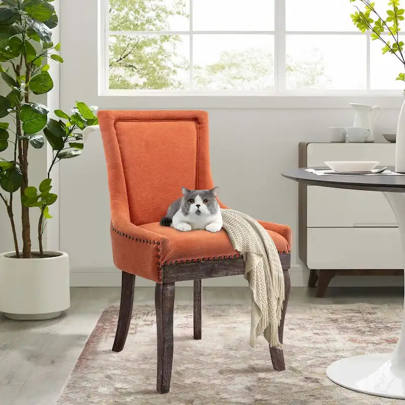 Ensemble de 4 chaises de salle à manger traditionnelles à oreilles, capitonnées et ultra-revêtues