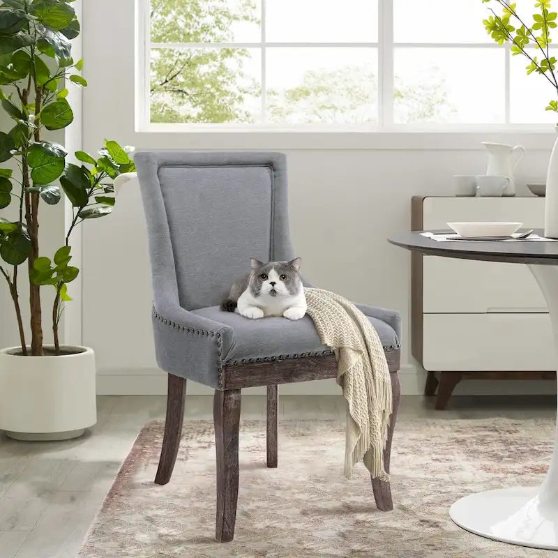 Ensemble de 4 chaises de salle à manger traditionnelles à oreilles, capitonnées et ultra-revêtues