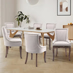 Ensemble de 4 chaises de salle à manger traditionnelles à oreilles, capitonnées et ultra-revêtues