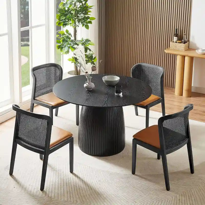 Table de salle à manger ronde, table de cuisine, table pour petits espaces, en MDF, pour 4 à 6 personnes - Diamètre 120 cm x Hauteur 126 cm