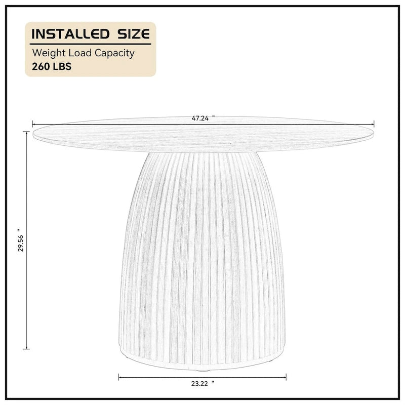 Table de salle à manger ronde, table de cuisine, table pour petits espaces, en MDF, pour 4 à 6 personnes - Diamètre 120 cm x Hauteur 126 cm