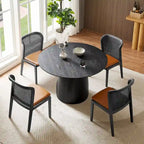 Table de salle à manger ronde, table de cuisine, table pour petits espaces, en MDF, pour 4 à 6 personnes - Diamètre 120 cm x Hauteur 126 cm