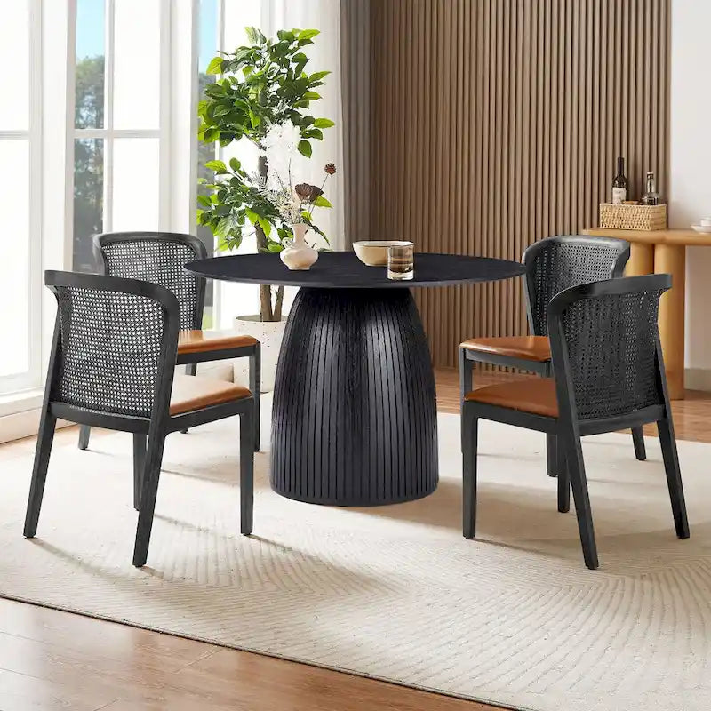 Table de salle à manger ronde, table de cuisine, table pour petits espaces, en MDF, pour 4 à 6 personnes - Diamètre 120 cm x Hauteur 126 cm