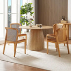 Table de salle à manger ronde, table de cuisine, table pour petits espaces, en MDF, pour 4 à 6 personnes - Diamètre 120 cm x Hauteur 126 cm