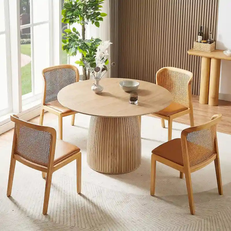 Table de salle à manger ronde, table de cuisine, table pour petits espaces, en MDF, pour 4 à 6 personnes - Diamètre 120 cm x Hauteur 126 cm