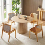 Table de salle à manger ronde, table de cuisine, table pour petits espaces, en MDF, pour 4 à 6 personnes - Diamètre 120 cm x Hauteur 126 cm