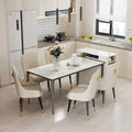 Table de salle à manger rectangulaire de luxe en marbre italien, plateau en pierre frittée - 157 x 29 x 30 cm