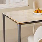 Table de salle à manger rectangulaire de luxe en marbre italien, plateau en pierre frittée - 157 x 29 x 30 cm