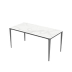 Table de salle à manger rectangulaire de luxe en marbre italien, plateau en pierre frittée - 157 x 29 x 30 cm