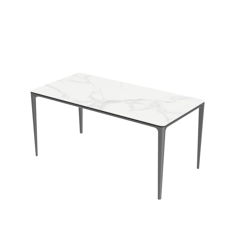 Table de salle à manger rectangulaire de luxe en marbre italien, plateau en pierre frittée - 157 x 29 x 30 cm