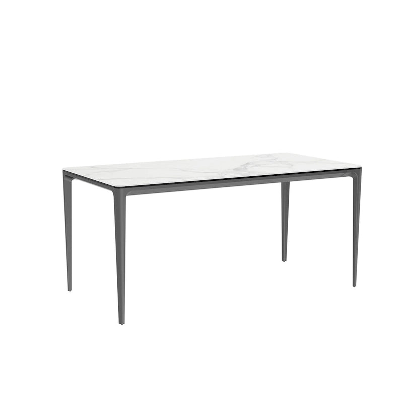 Table de salle à manger rectangulaire de luxe en marbre italien, plateau en pierre frittée - 157 x 29 x 30 cm