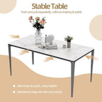 Table de salle à manger rectangulaire de luxe en marbre italien, plateau en pierre frittée - 157 x 29 x 30 cm
