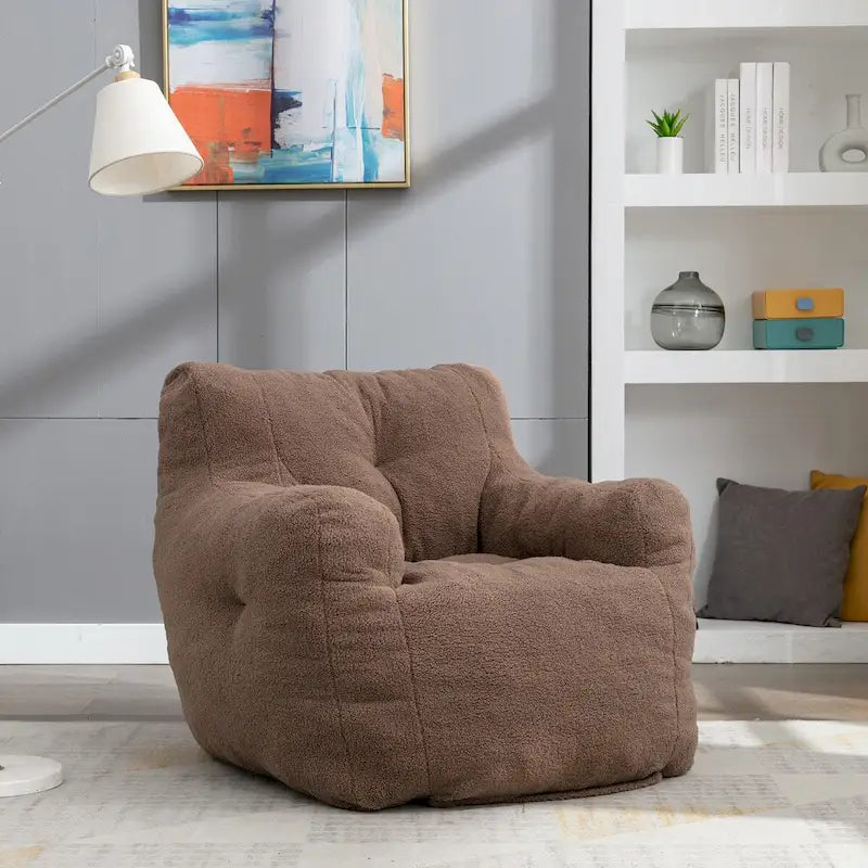 Pouf Mieres en fausse fourrure, canapé de sol pour salon, canapé relax pour chambre