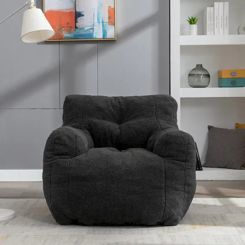 Pouf Mieres en fausse fourrure, canapé de sol pour salon, canapé relax pour chambre