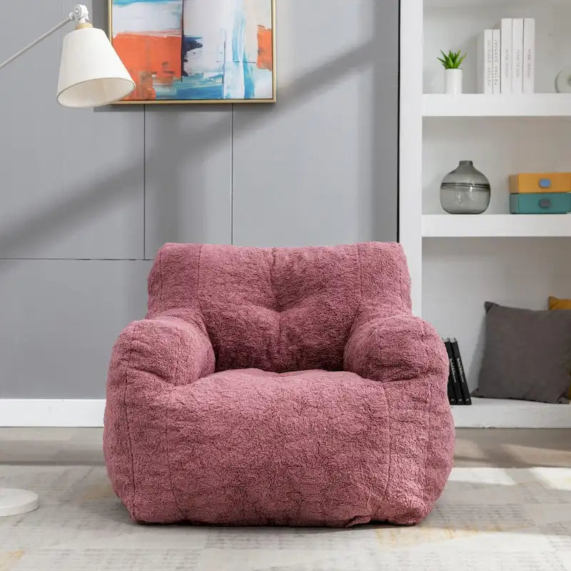 Pouf Mieres en fausse fourrure, canapé de sol pour salon, canapé relax pour chambre