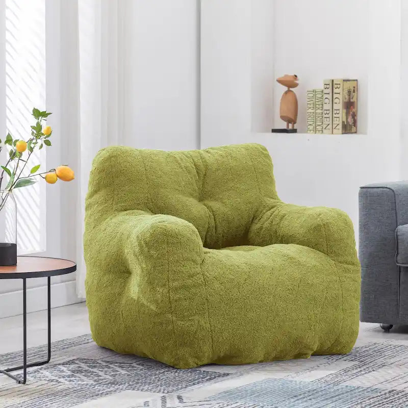Pouf Mieres en fausse fourrure, canapé de sol pour salon, canapé relax pour chambre