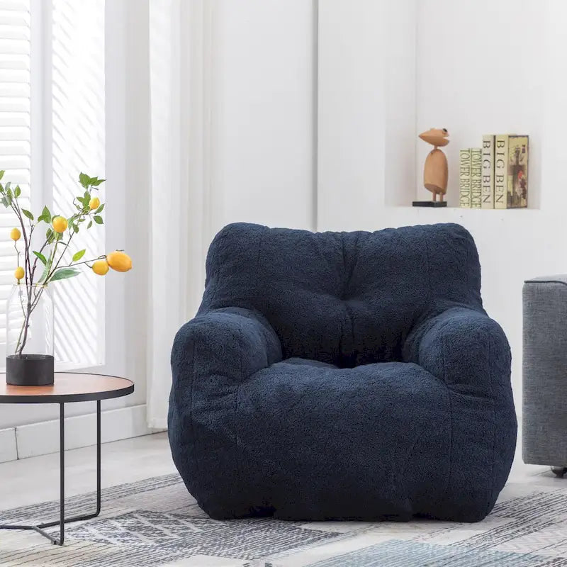 Pouf Mieres en fausse fourrure, canapé de sol pour salon, canapé relax pour chambre