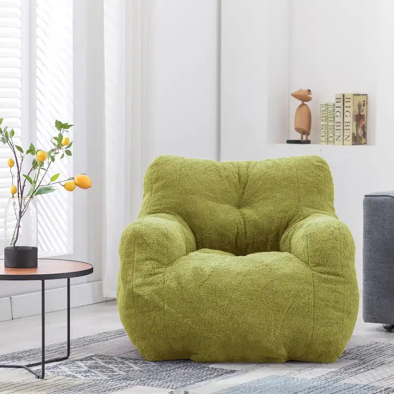 Pouf Mieres en fausse fourrure, canapé de sol pour salon, canapé relax pour chambre