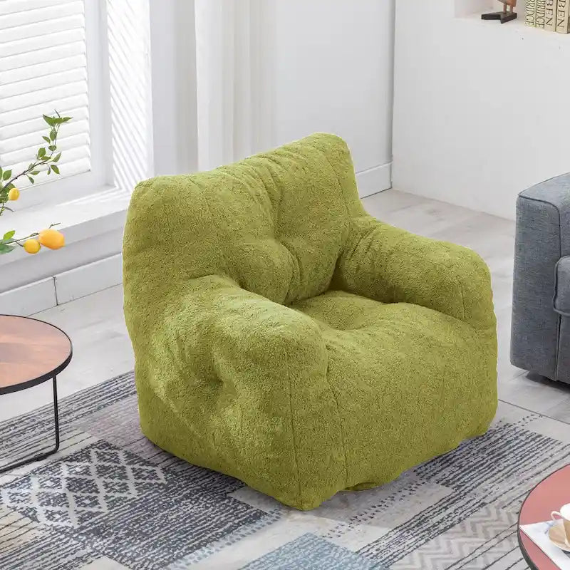 Pouf Mieres en fausse fourrure, canapé de sol pour salon, canapé relax pour chambre