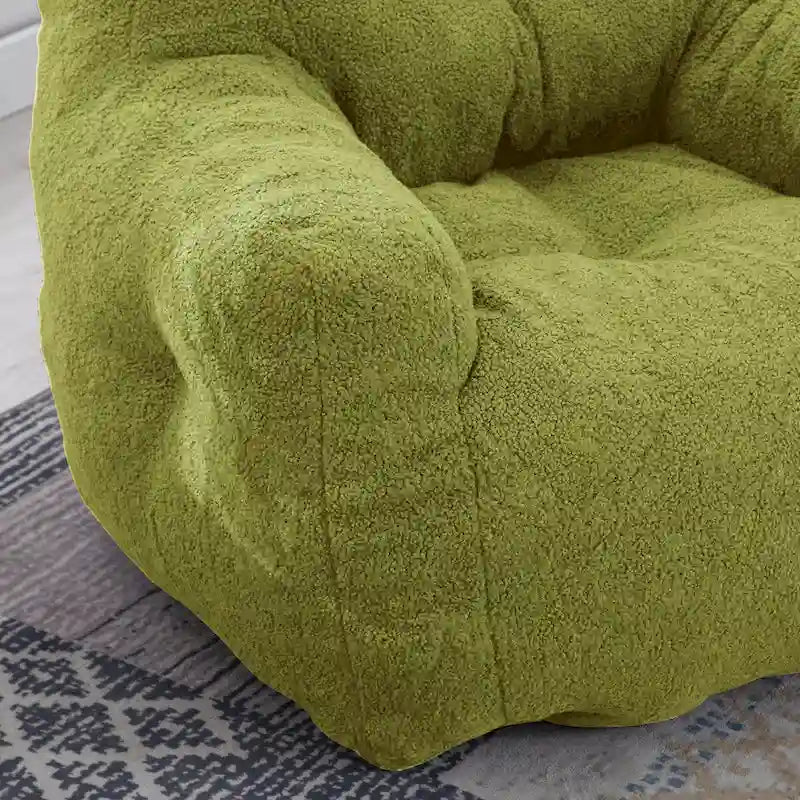 Pouf Mieres en fausse fourrure, canapé de sol pour salon, canapé relax pour chambre