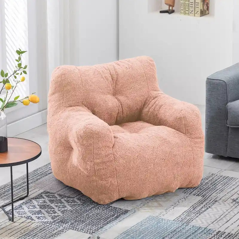 Pouf Mieres en fausse fourrure, canapé de sol pour salon, canapé relax pour chambre