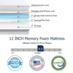 Matelas en mousse à mémoire de forme et gel de 30 cm (12 pouces), matelas rafraîchissant à sensation moyenne, livré en boîte, CertiPUR-US