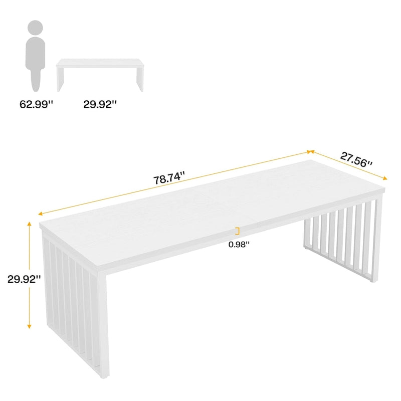 Bureau d'ordinateur 2 places 78,7 pouces, bureau de direction en bois pour bureau à domicile