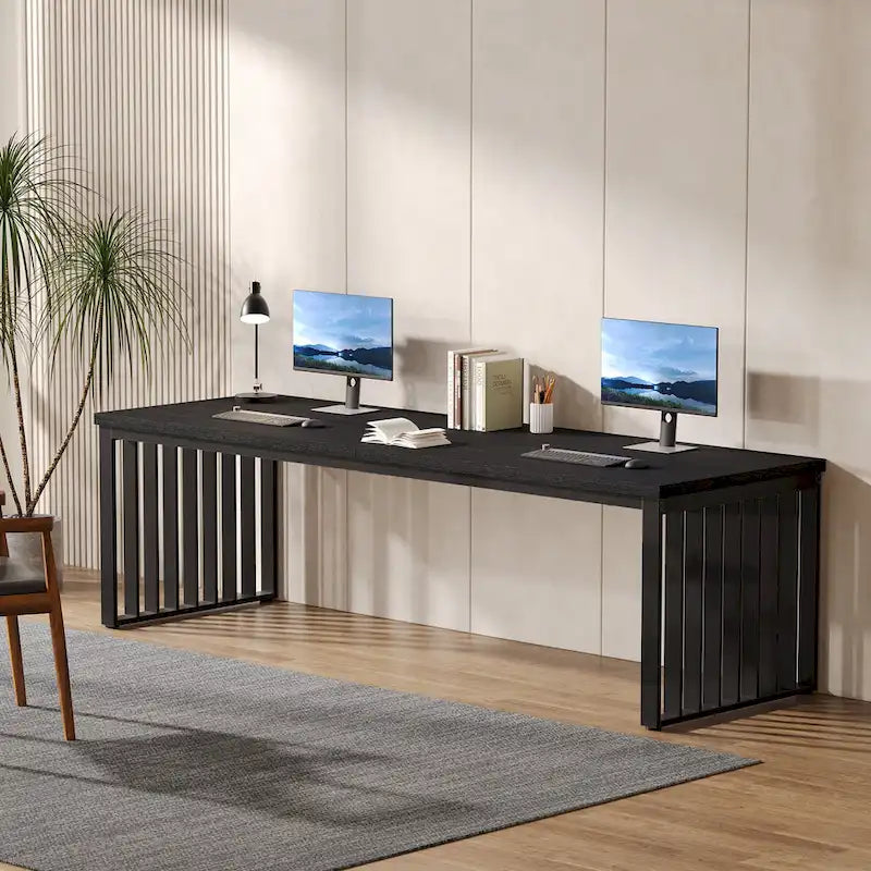 Bureau d'ordinateur 2 places 78,7 pouces, bureau de direction en bois pour bureau à domicile