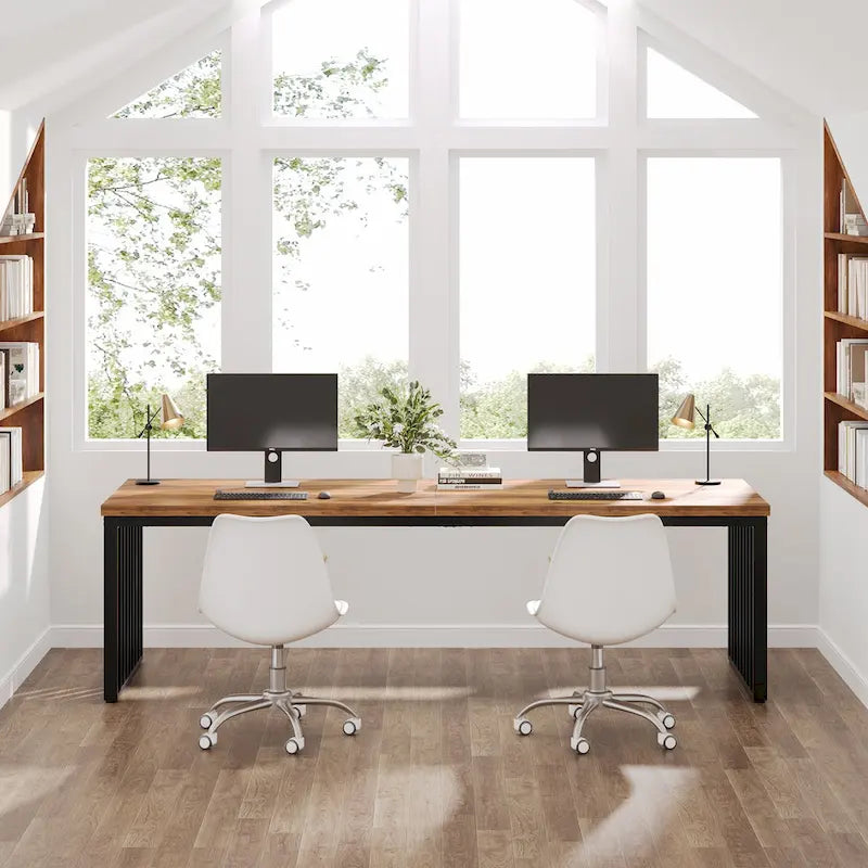 Bureau d'ordinateur 2 places 78,7 pouces, bureau de direction en bois pour bureau à domicile
