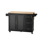 Îlot de cuisine mobile et desserte, avec plateau extensible en bois d'hévéa et 3 tiroirs - 53,93 cm (L) x 17 cm (l) x 36,22 cm (H)