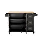 Îlot de cuisine mobile et desserte, avec plateau extensible en bois d'hévéa et 3 tiroirs - 53,93 cm (L) x 17 cm (l) x 36,22 cm (H)