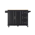 Îlot de cuisine mobile et desserte, avec plateau extensible en bois d'hévéa et 3 tiroirs - 53,93 cm (L) x 17 cm (l) x 36,22 cm (H)