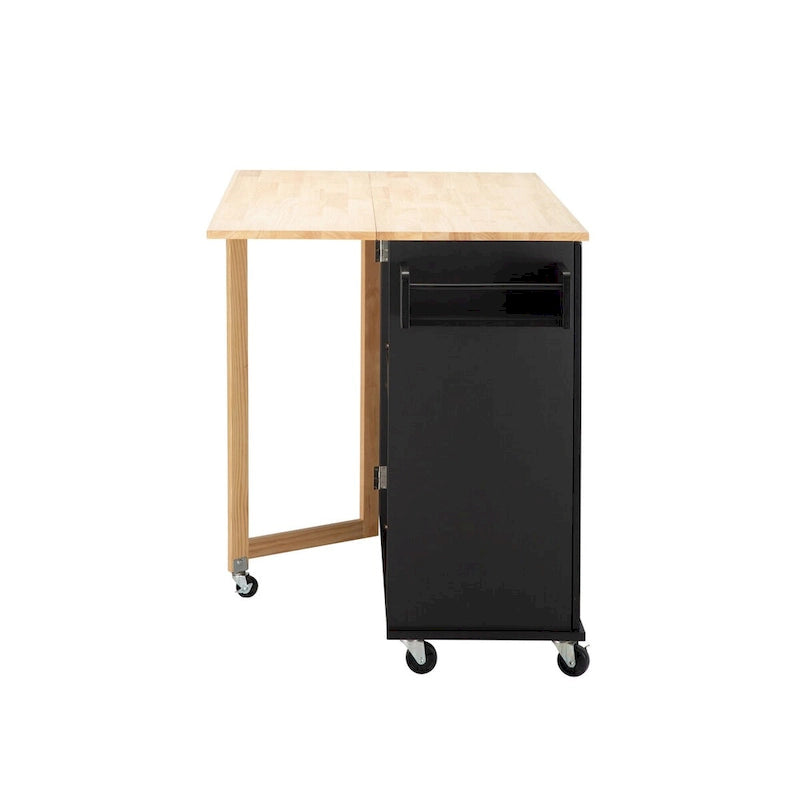 Îlot de cuisine mobile et desserte, avec plateau extensible en bois d'hévéa et 3 tiroirs - 53,93 cm (L) x 17 cm (l) x 36,22 cm (H)