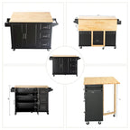 Îlot de cuisine mobile et desserte, avec plateau extensible en bois d'hévéa et 3 tiroirs - 53,93 cm (L) x 17 cm (l) x 36,22 cm (H)