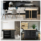 Îlot de cuisine mobile et desserte, avec plateau extensible en bois d'hévéa et 3 tiroirs - 53,93 cm (L) x 17 cm (l) x 36,22 cm (H)